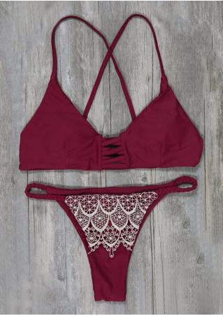 Lace Splicing Criss-Cross Sexy Bikini Set