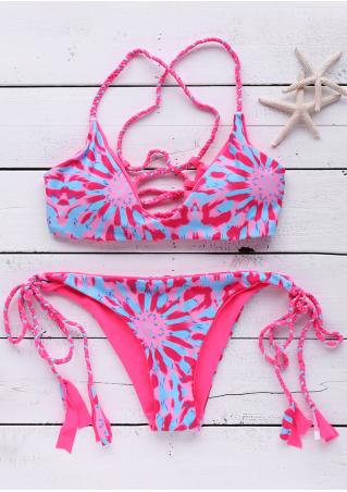 Multicolor Floral Strappy Bikini Set