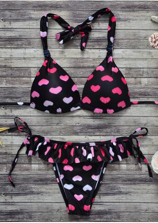 Heart Flouncing Bikini Set