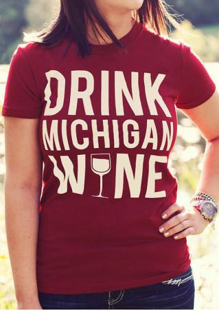 Drink Michigan Wine Wineglass T-Shirt