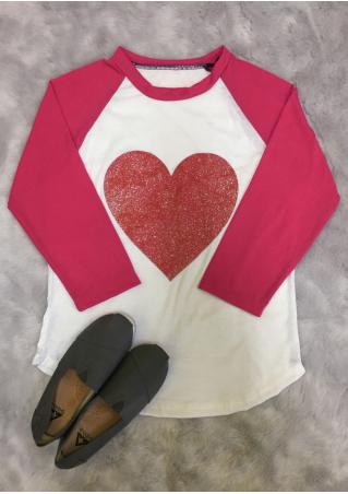 Glitter Red Heart Baseball T-Shirt