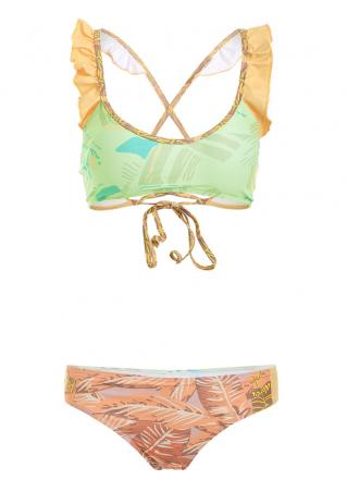 Ruffled Leaves Tie Bikini Set