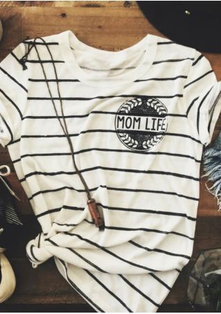 Striped Mom Life T-Shirt