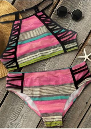 Multicolor Strappy Sexy Bikini Set