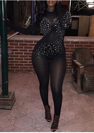 Mesh Embellished Sexy Jumpsuit