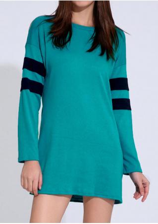 Striped Detail Sleeve Casual Dress