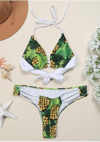 Pineapple Leaf Hollow out Bikini Set