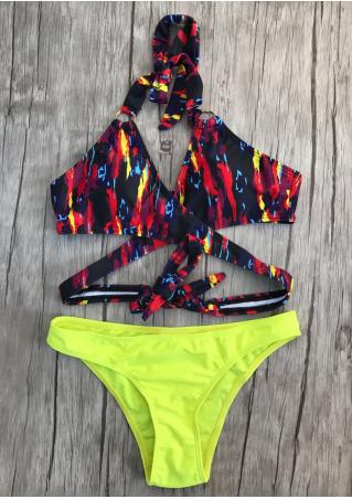 Multicolor Wrap Halter Bikini Set