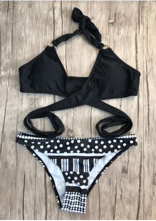 Polka Dot Wrap Halter Bikini Set