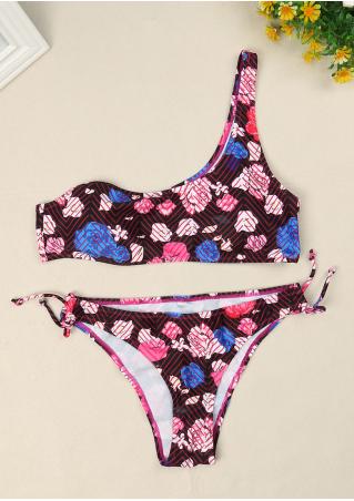 Floral One-Shoulder Bikini Set