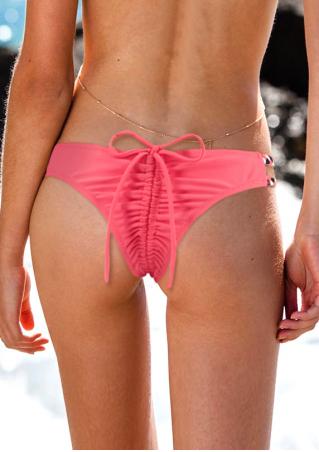 Solid Ruffled Bow Hollow Out Panties without Top