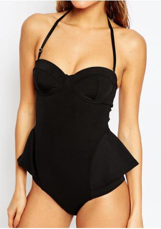 Solid Peplum Swimsuit