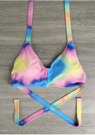 Color Block Halter Bikini Top
