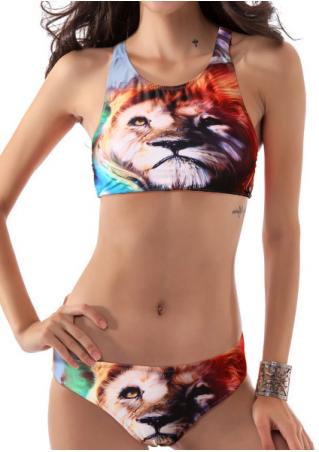 3D Lion Halter Sexy Bikini Set