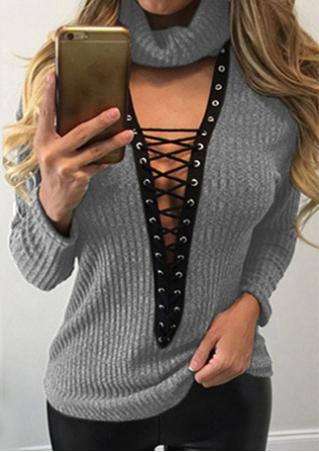 Splicing Lace Up Blouse
