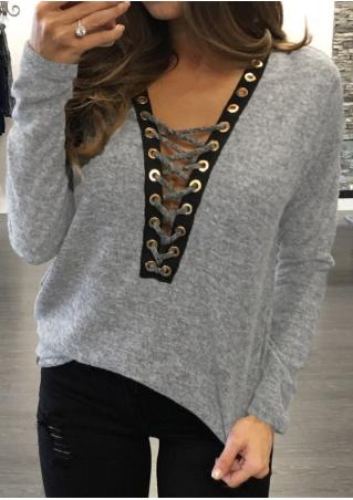 Lace Up Batwing Sleeve Blouse