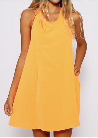 Solid Halter Casual Dress