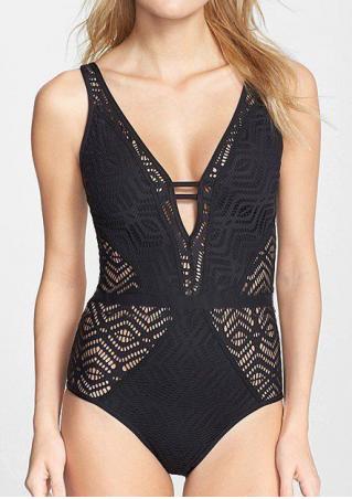 Lace Splicing Hollow Out Swimsuit