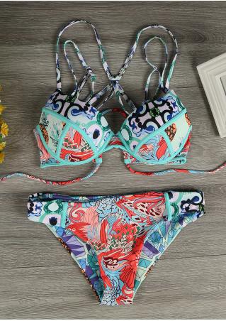 Multicolor Strappy Bikini Set