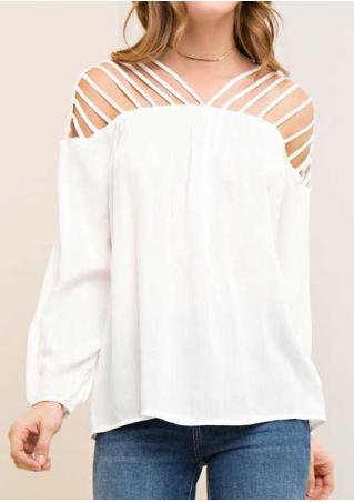 Solid Hollow Out Blouse without Necklace