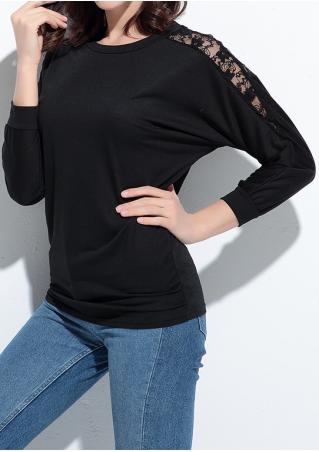 Solid Back Lace Splicing Blouse