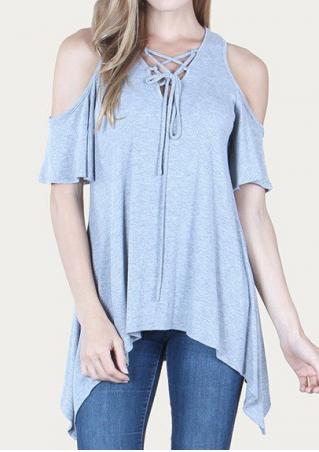 Cold Shoulder Asymmetric Blouse