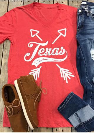 Texas Printed V-Neck T-Shirt