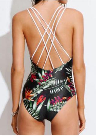 Leaf Lobster Printed Strappy Swimsuit