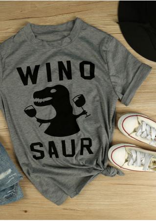 Winosaur Dinosaur Printed Short Sleeve T-Shirt