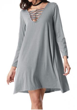 Solid Criss-Cross Mini Dress without Necklace