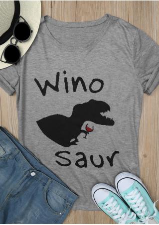 Winosaur Dinosaur Printed O-Neck T-Shirt