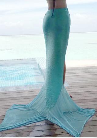 Solid Mermaid Maxi Skirt