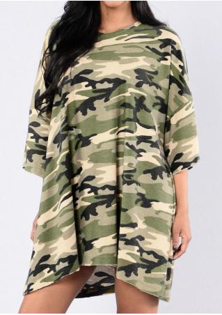 Camouflage Printed Mini Dress