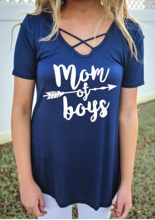 Mom Of Boys Criss-Cross Blouse