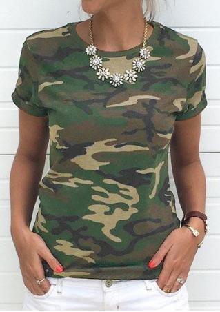 Camouflage Printed T-Shirt without Necklace