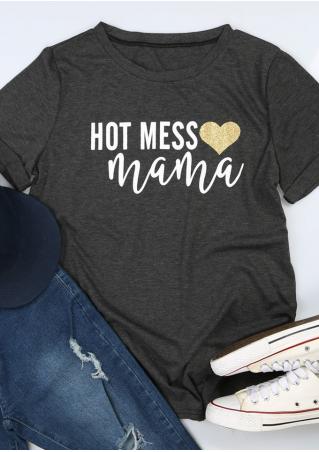 Hot Mess Mama Heart T-Shirt