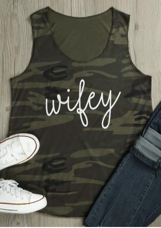 Wifey Camouflage Printed Tank