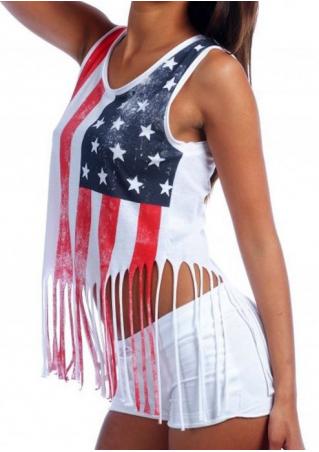 American Flag Tassel Tank