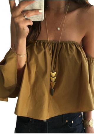 Solid Off Shoulder Ruffled Blouse without Necklace