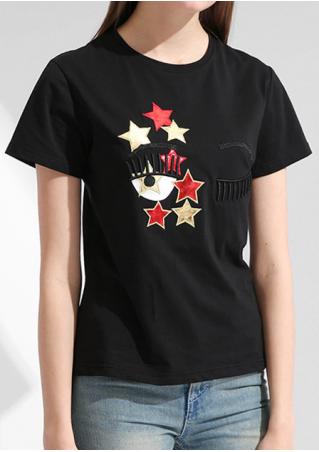 Eyelash Stars Embroidery T-Shirt