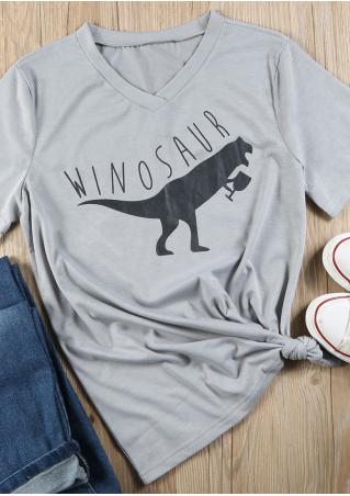 Winosaur Dinosaur V-Neck T-Shirt