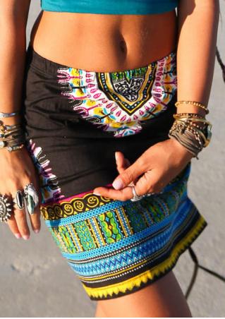 Tribal Printed Tie Skirt