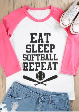 Eat Sleep Softball Repeat Baseball T-Shirt