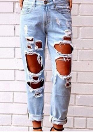 Ripped Hollow Out Jeans Pants
