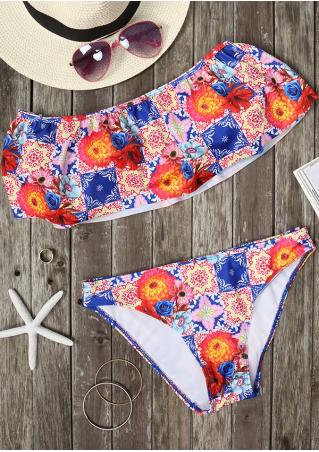 Floral Off Shoulder Layered Bikini Set