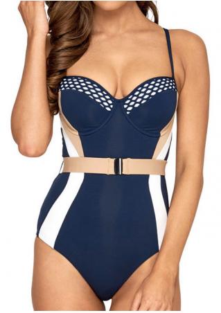 Splicing Sexy Swimsuit with Belt