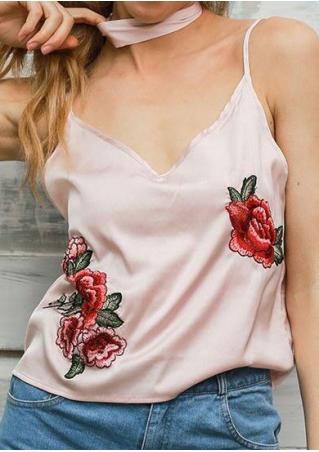 Embroidery Camisole with Choker Detail