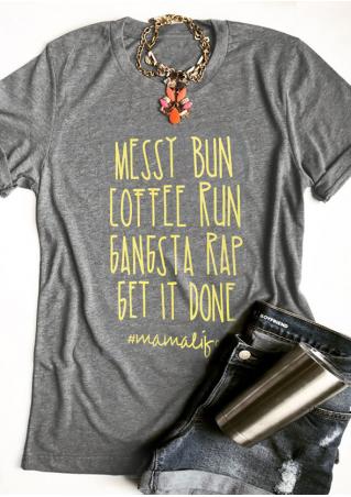 Messy Bun Coffee Run Gangsta Rap T-Shirt without Necklace