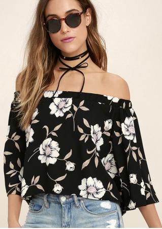 Floral Off Shoulder Blouse without Necklace