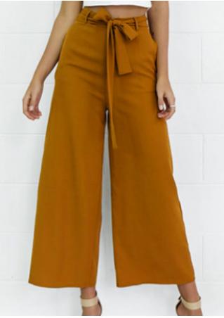Solid Wide Leg Pants with Belt